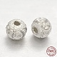 Текстурированные круглые распорки для бусинок из стерлингового серебра 925 шт. STER-E041-06B-1