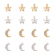 アリクラフト 16個 2カラー キュービックジルコニア 星と月のチャーム  ライトゴールドラインストーンチャームマイクロクリスタル天体ビーズブレスレットネックレスジュエリーメイキング用 KK-AR0002-76-1