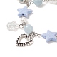 Bracelet à breloques coeur et étoile en alliage avec perle d'imitation en plastique abs pour femme BJEW-JB09309-4
