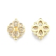 Ion Plating(IP) Brass Micro Pave Clear Cubic Zirconia Connector Charms KK-C006-35G-1
