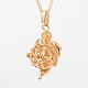 Brass Hollow Angel Cage Pendant Necklaces NJEW-J037-01-3