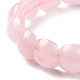Bracciale elastico semicircolare con perline in quarzo rosa naturale BJEW-P270-01-3