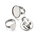 Fashewelry ajustable 304 componentes de anillos de dedo de acero inoxidable STAS-FW0001-01-3