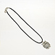 Owl Zinc Alloy Pendant Necklaces with Waxed Cord and Iron Findings NJEW-R228-39AS-2