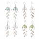 4 paio di orecchini pendenti con carillon di vento e fiori di perle di conchiglia di 4 colori EJEW-TA00210-1