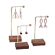 3 Stück 3 Größen Metall-L-förmiger Ohrring-Präsentationsständer mit Holzsockel PW-WG96331-01-2