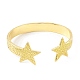 Bracelet de manchette ouvert double étoile en laiton placage en rack pour femme BJEW-I302-01G-1