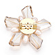 Natural Pearl & Glass Flower Brooches for Women JEWB-N001-05G-2