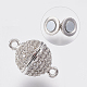 Eco-Friendly Brass Micro Pave Cubic Zirconia Magnetic Clasps with Loops ZIRC-F083-110-RS-3