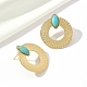 201 Stainless Steel Donut Stud Earrings with Synthetic Turquoise Horse Eye EJEW-D084-12G-2