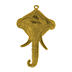 チベットのスタイル合金の象の頭のペンダントエナメルのセッティング  無鉛の  アンティーク黄金  84x52x9mm  穴：2mm TIBEP-781-AG-RS-2
