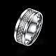 メンズチタンスチールフィンガー指輪  ワイドバンドリング  ホワイト  プラチナ  usサイズ10（19.8mm） RJEW-BB27567-A-10-7