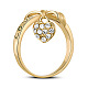 SHEGRACE Infinite Love 18K Gold Plated Heart Charm Brass Cubic Zirconia Finger Ring JR03A-01-4