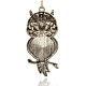 Antique Silver Plated Alloy Rhinestone Owl Big Pendants for Halloween Jewelry RB-J189-05AS-2