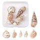 6 pièces 6 styles pendentifs en coquille en spirale naturelle galvanisés SSHEL-YW0001-06-2