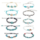 Anattasoul 10pcs 10 style turquoise synthétique et coquillage naturel et graine bracelet de perles tressées et bracelet de cheville AJEW-AN0007-10-1