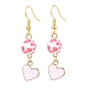 Alloy Enamel Heart with Resin Beaded Pendant Necklace Dangle Earrings SJEW-JS01249-6