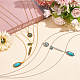 Anattasoul 2 pièces 2 couleurs fleur & plume & ovale imitation turquoise pendentifs 3 couches colliers ensemble NJEW-AN0001-06-7