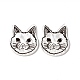 オペークアクリルパーツ  猫のチャーム  ホワイト  38x33.5x2.5mm  穴：1.5mm SACR-G023-B02-1