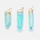 Faceted Dyed Natural Quartz Pointed Pendants G-F569-06-2