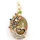 Multi-Color Alloy Rhinestone Peacock Setting with Oval Natural Gemstone Big Pendants G-M036-02G-1