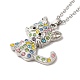 Alloy Rhinestone Cat Pandant Necklace with Cable Chains NJEW-K248-01P-01-2
