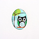 Cartoon Owl Printed Glass Oval Cabochons X-GGLA-N003-22x30-B18-1