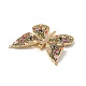 Brass Micro Pave Colorful Cubic Zirconia with Glass Connector Charms KK-E068-VF348-3