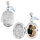 Oval with Flower 316 Stainless Steel Locket Pendant Decorations PALLOY-AB00013-1