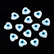 パールシェルビーズの天然な白いシェルマザーオブパール  合成ターコイズ付き  ナザールボンジュウ付きハート  ライトスカイブルー  8x8x3mm  穴：0.8mm SSHEL-N034-82D-01-1