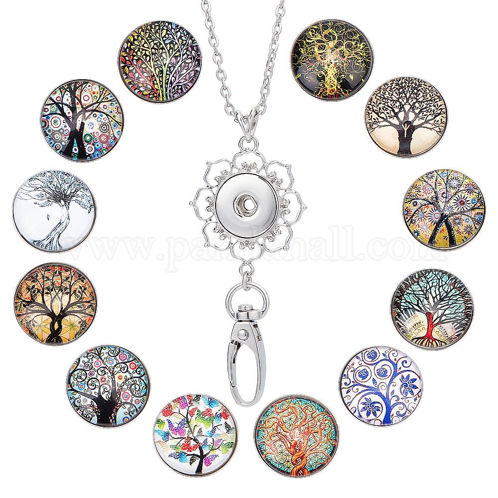 Wholesale SUNNYCLUE 1 Box 12 Styles Tree of Life Snap Button Office