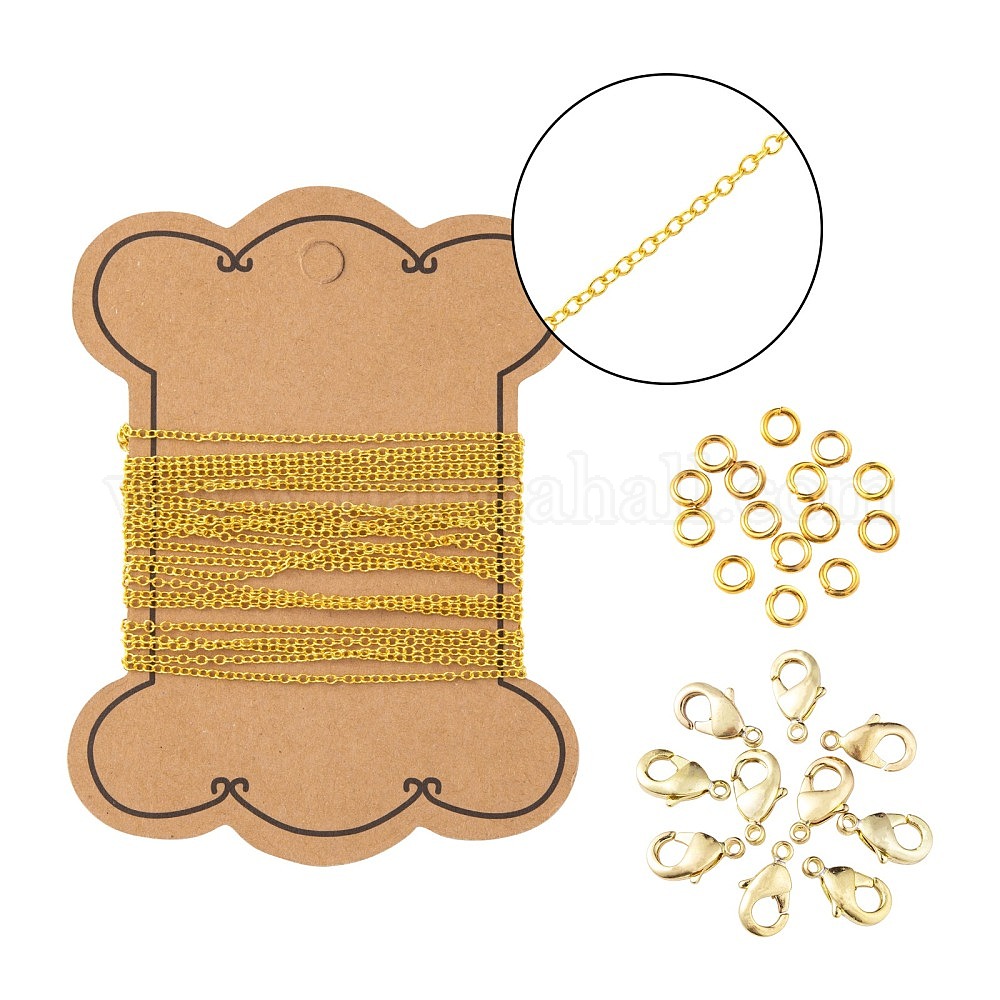 Wholesale DIY 3m Oval Brass Cable Chains Necklace Making Kits