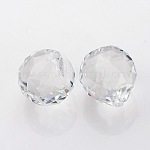 Colgantes de cristal redondas facetas, Claro, 23~25x21mm, agujero: 2 mm