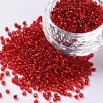 12/0 Glasperlen, Silber ausgekleidet Rundloch, Runde, rot, 2 mm, Bohrung: 1 mm, 30000 Perlen / Pfund