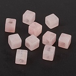Rosa naturale perline europei quarzo, perline con foro grande, cubo, 10x10x10mm, Foro: 4.5~5 mm