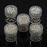 De fer ronde séparateurs perles, couleur argentée, 2~5mm, trou: 1~2mm (cinq dimensions: 5mm, Trou: 2 mm, 4mm, Trou: 1.7 mm, 3mm, Trou: 1.2mm, 2.5mm, Trou: 1 mm, 2mm, trou: 0.8mm)