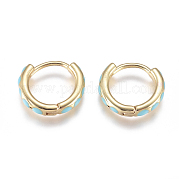 Серьги-кольца Huggie из позолоченной латуни EJEW-L231-27G