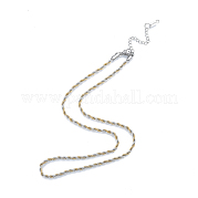 Two Tone 304 Stainless Steel Rope Chains Necklace for Men Women NJEW-N052-02