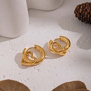 Серьги-кольца из нержавеющей стали в форме сердца YB7008-1