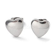 304 clous d'oreilles coeur en acier inoxydable pour femme EJEW-P234-19P