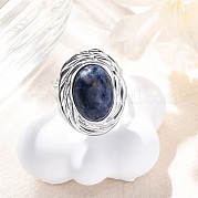 Овальные перстни из натурального содалита RJEW-M063-01P-09