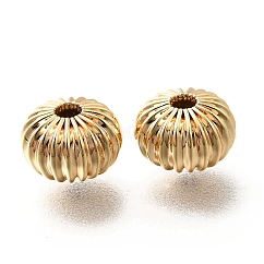 Perline in ottone, cadmio & nichel &piombo libero, rotondo e piatto, vero placcato oro 18k, 8.5x6mm, Foro: 2 mm