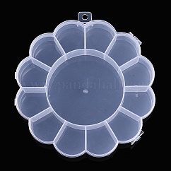 Des conteneurs de stockage de perles fleurs en plastique, 13 compartiments, clair, 15.5x15.5x2.5 cm