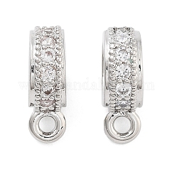 Стеллажное покрытие латунь микро паве кубический цирконий трубчатые поручни, петля под залог, долговечный, без свинца и без кадмия, кольцо, платина, 10x7x3 мм, отверстие : 1.4 мм, внутренний диаметр: 4 мм