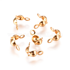 Embouts de perles en acier inoxydable 304, calotte embouts, couverture de noeud à clapet, véritable 18k plaqué or, 7.5x4mm, trou: 1 mm et 1.5 mm, diamètre intérieur: 4 mm