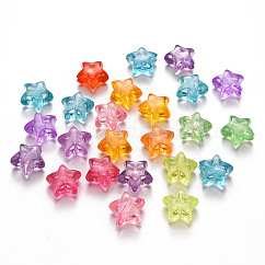 Transparente Acryl Perlen, Stern, Mischfarbe, 10.5x11x6 mm, Bohrung: 1.8 mm, ca. 138 Stk. / 50 g