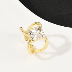 Латунные кольца-манжеты с кубическим цирконием для женщин RJEW-F186-05G