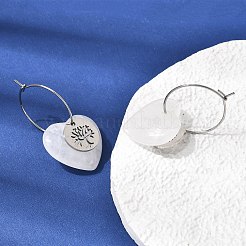 Boucles d'oreilles créoles en cristal de quartz naturel et acier inoxydable 304 pour femmes&nbsp;EJEW-G475-05P-02