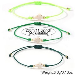 3 шт. Браслет из окрашенных синтетических бусин белого бирюзового цвета и латунных бусин&nbsp;QB7029-15