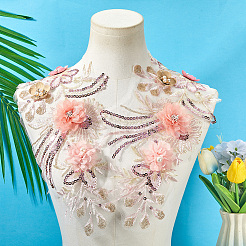 Полиэстер вышитые кружевные нашивки на ткань&nbsp;AJEW-WH20070-079A